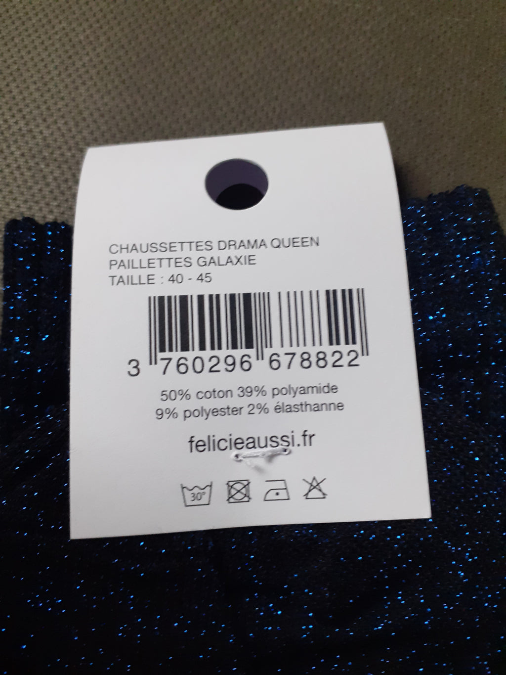 Félicie Aussi chaussettes à paillettes Drama Queen 40/45 étiquette