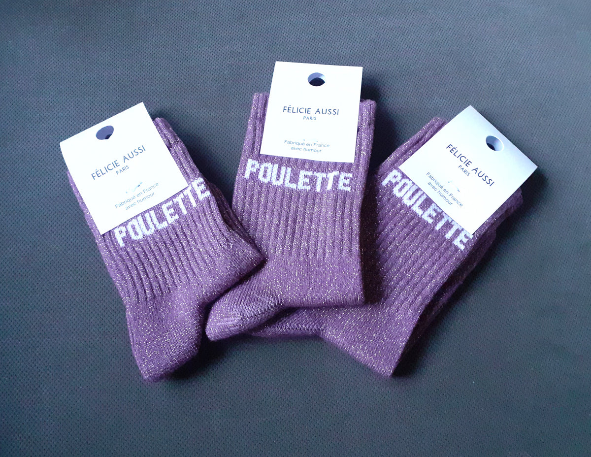 Félicie Aussi - Chaussettes Enfant à paillettes - POULETTE - raisin (3 tailles)