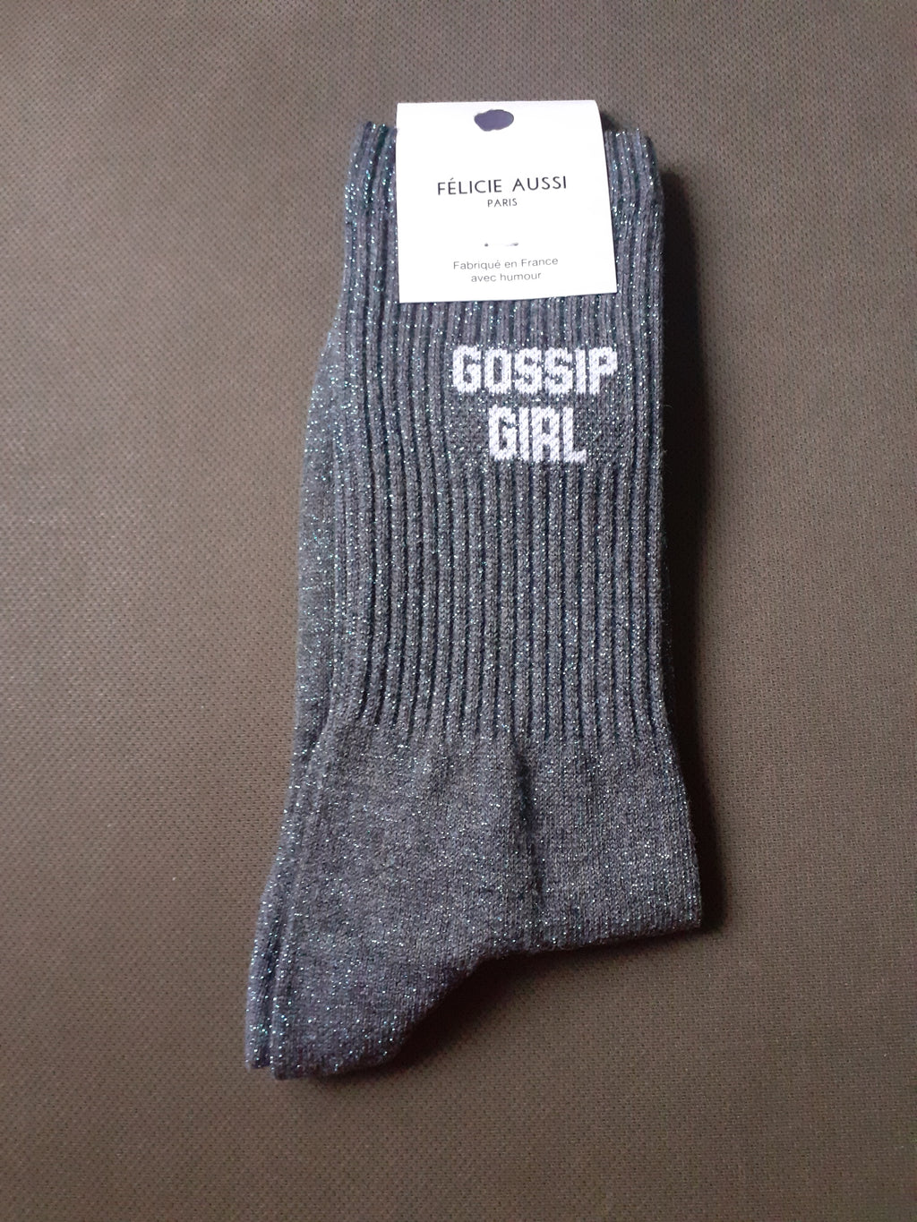 Félicie Aussi - Chaussettes à paillettes - GOSSIP GIRL - anthracite 36/40