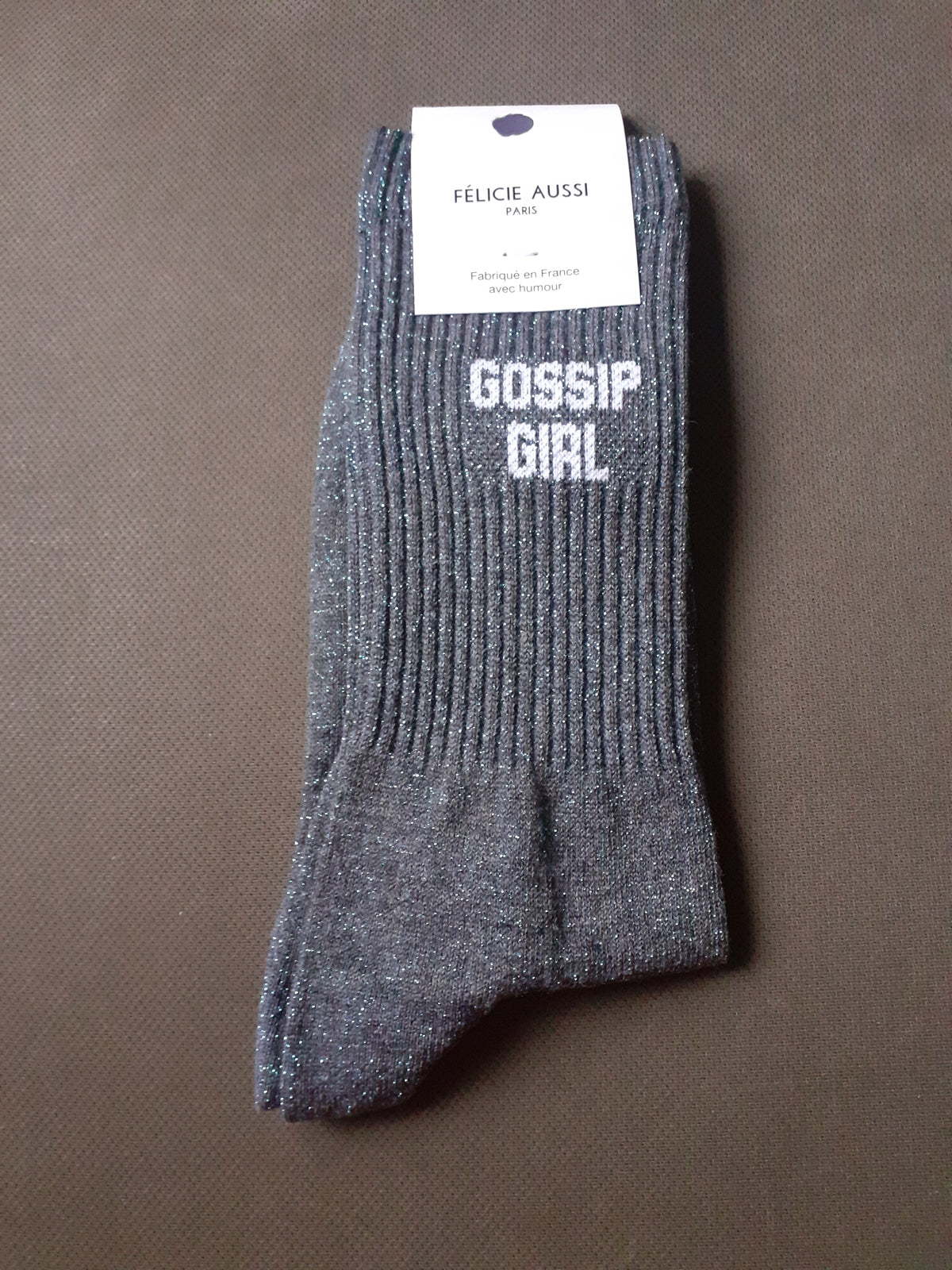 Félicie Aussi - Chaussettes à paillettes - GOSSIP GIRL - anthracite 36/40