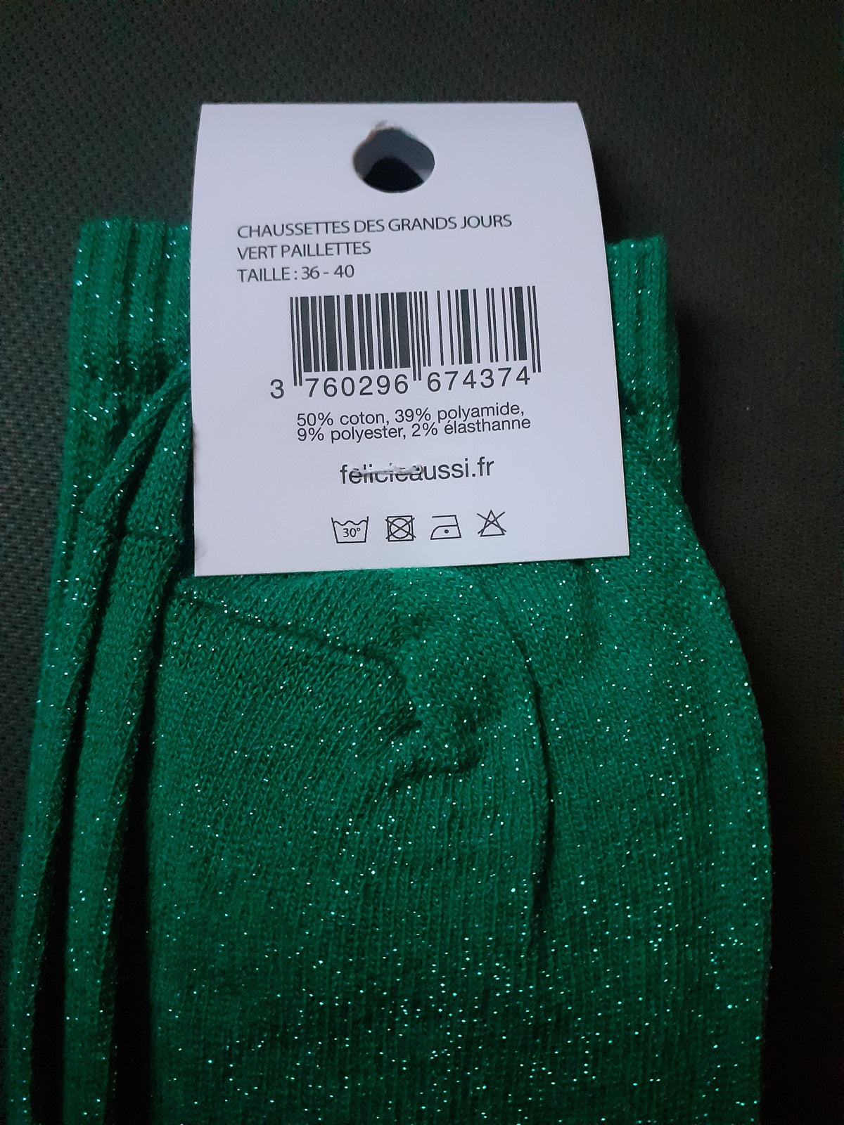 Félicie Aussi chaussettes à paillettes Des Grands Jours 36/40 composition