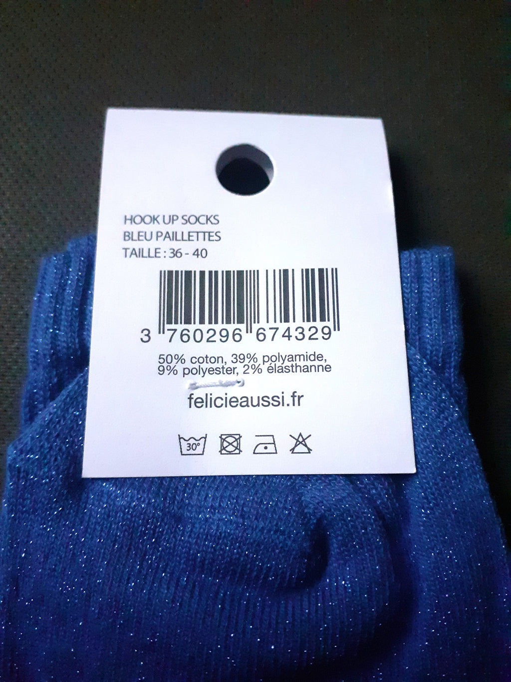 Félicie Aussi chaussettes à paillettes Hook Up Socks bleu 36/40 composition