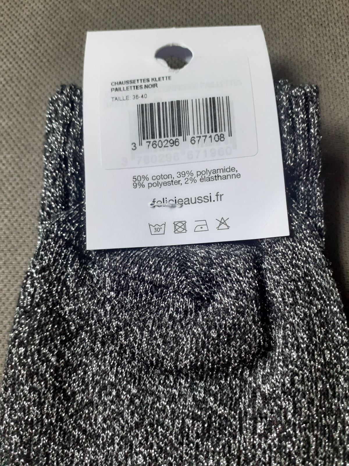 Félicie Aussi - Chaussettes à paillettes - KLETTE - noire 36/40