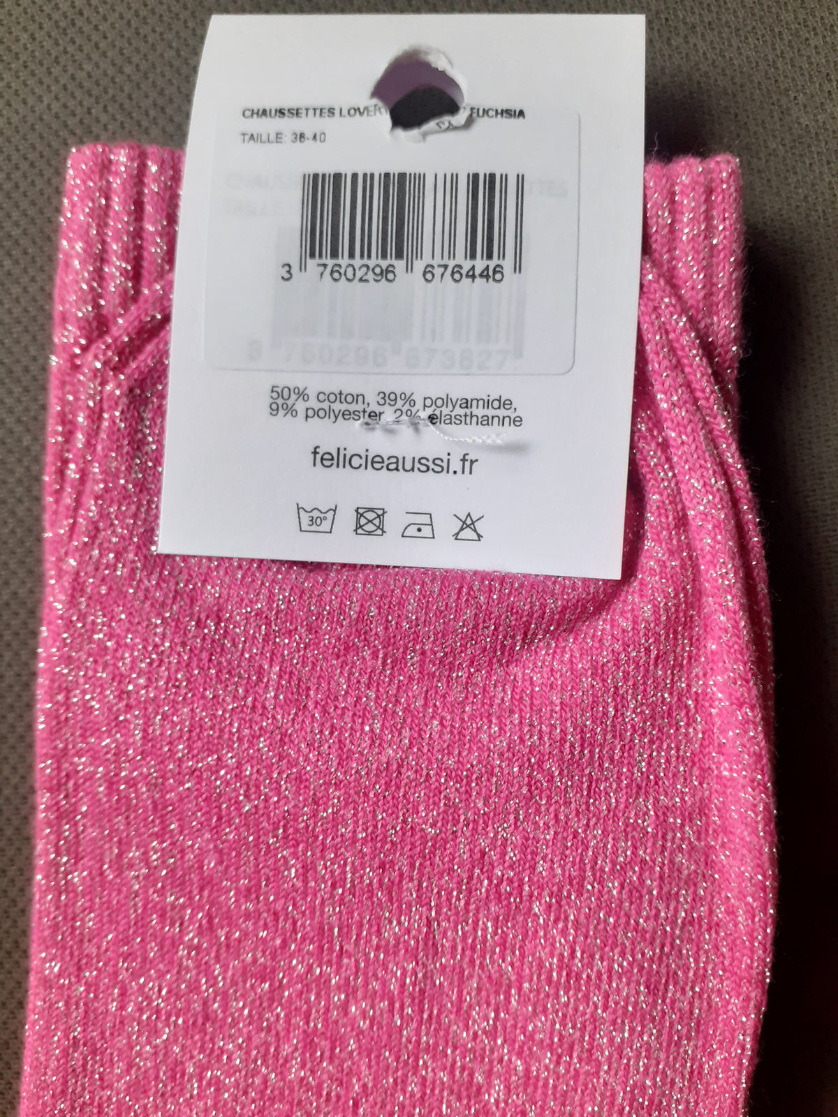 Félicie Aussi - Chaussettes à paillettes - LOVER - fuchsia 36/40