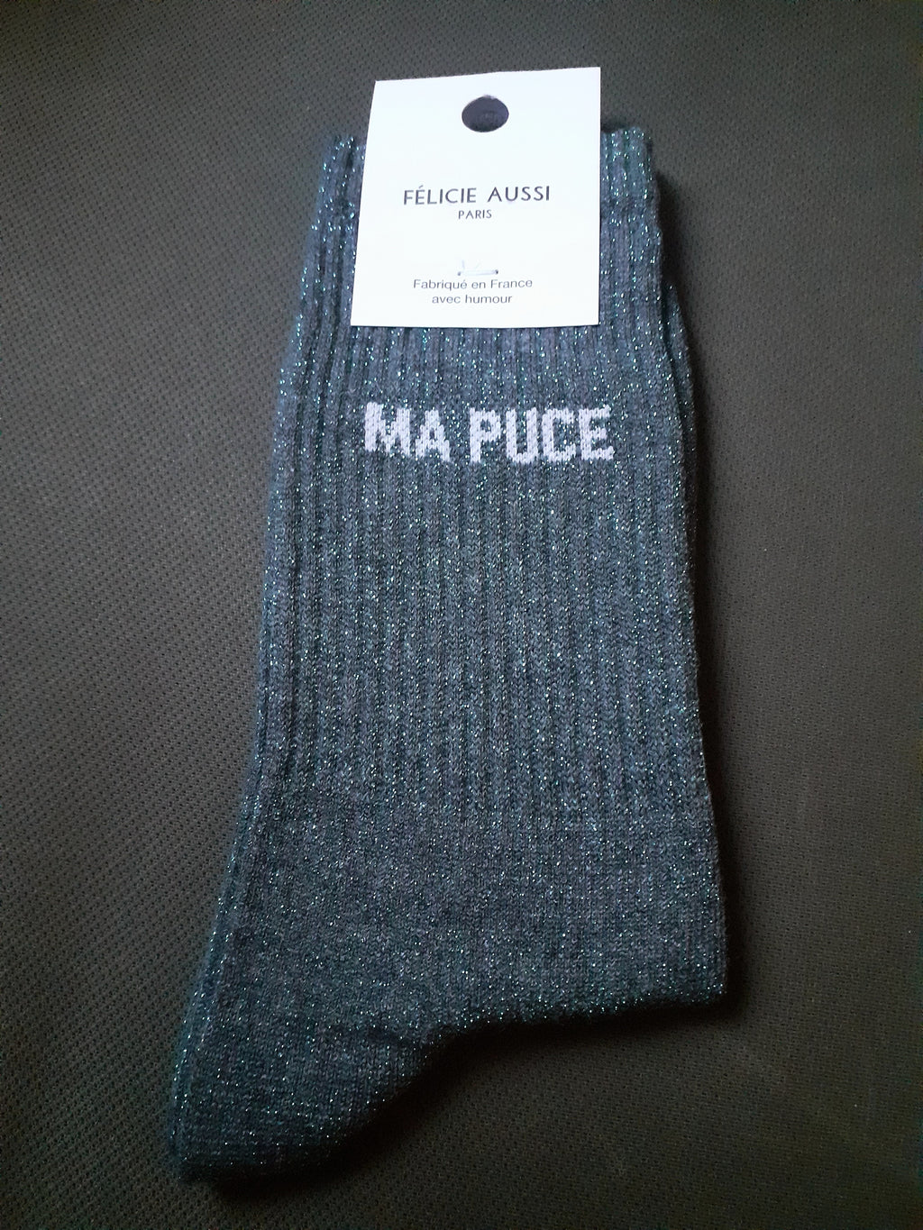Félicie Aussi - Chaussettes à paillettes - MA PUCE - anthracite 36/40