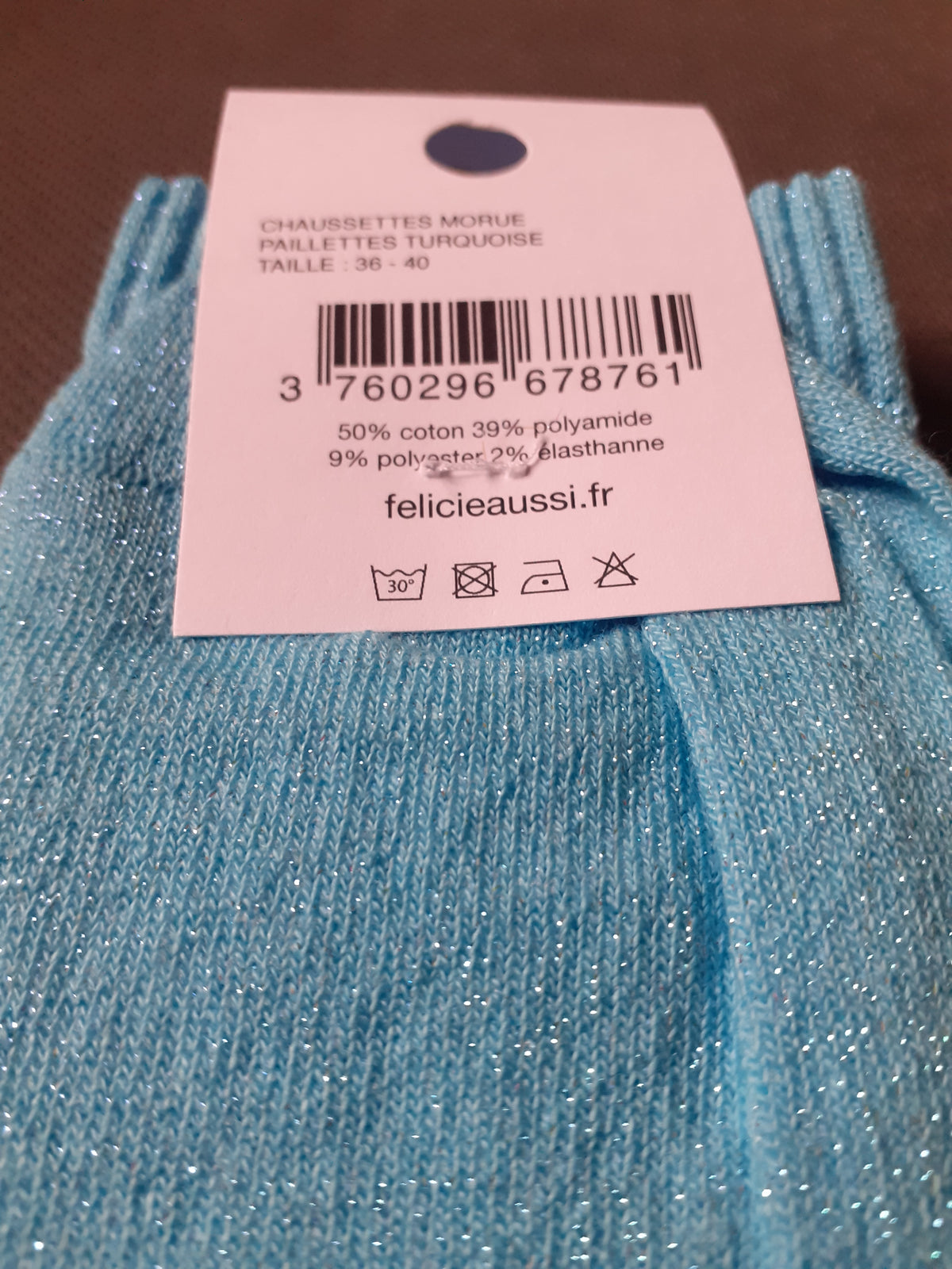 Félicie Aussi - Chaussettes à paillettes - MORUE - turquoise 36/40