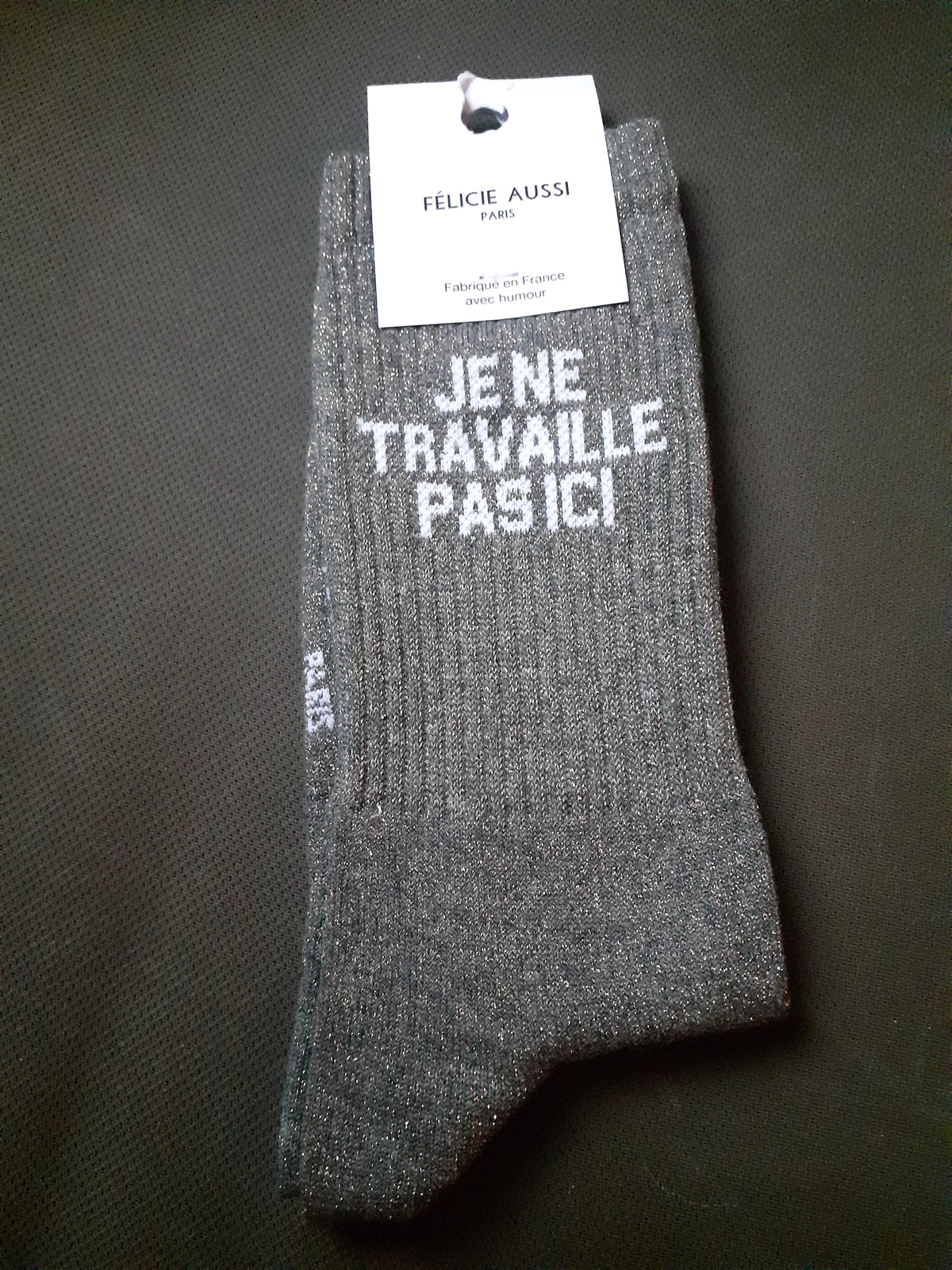 Félicie Aussi - Chaussettes à paillettes - JE NE TRAVAILLE PAS ICI - anthracite 36/40