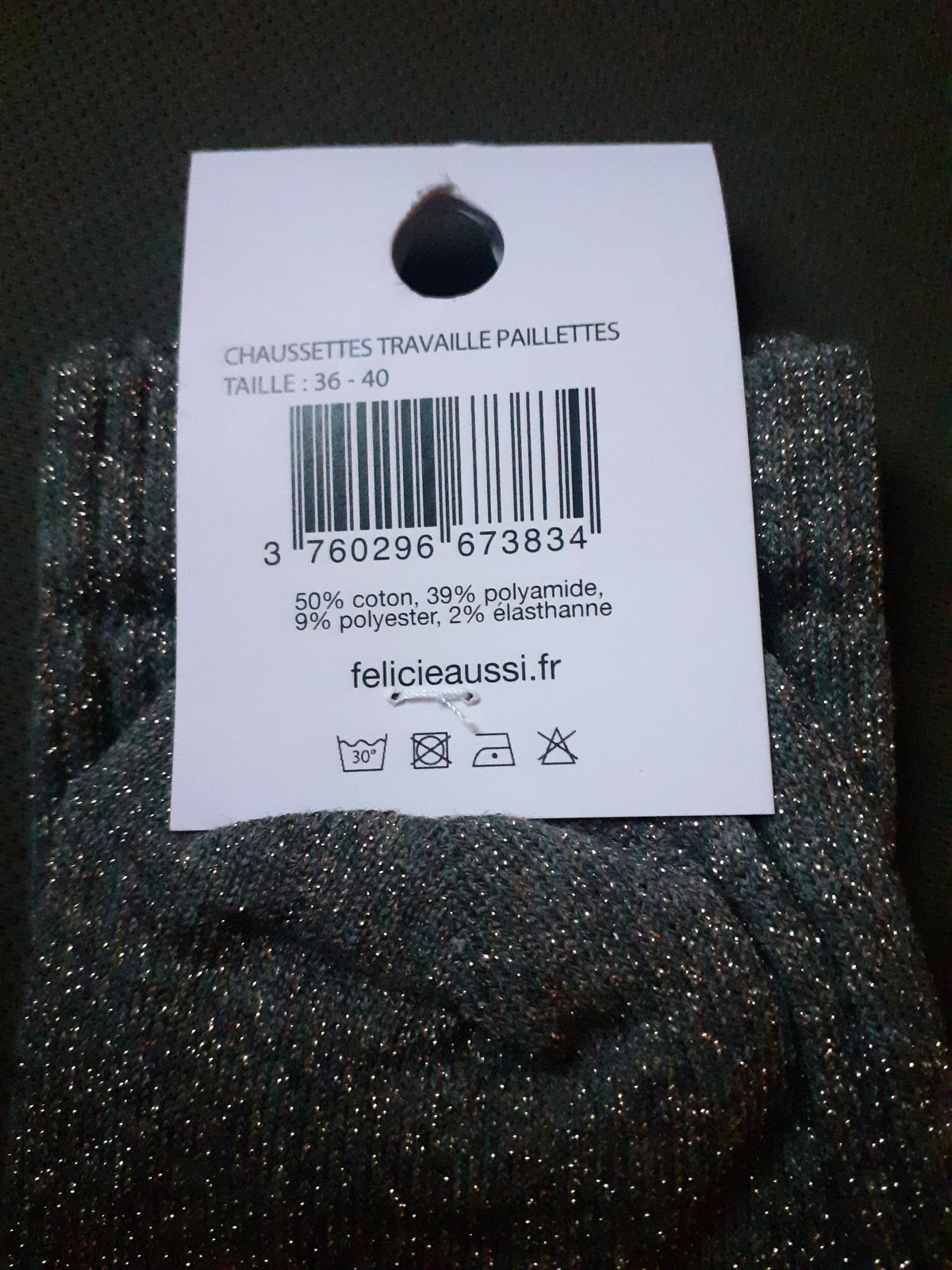 Félicie Aussi - Chaussettes à paillettes - JE NE TRAVAILLE PAS ICI - anthracite 36/40
