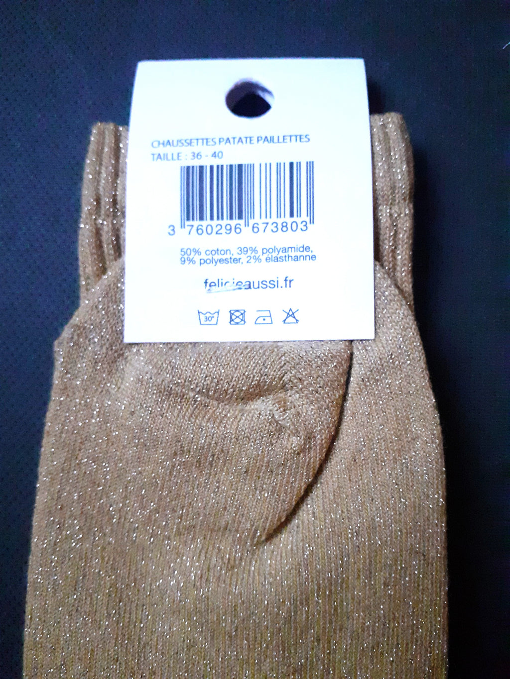 Félicie Aussi - Chaussettes à paillettes - PATATE - jaune 36/40