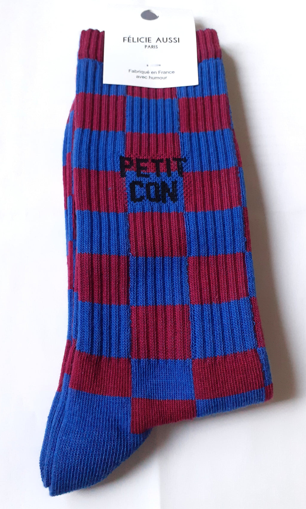 Félicie Aussi - Chaussettes - PETIT CON - damier prune & bleu 40/45