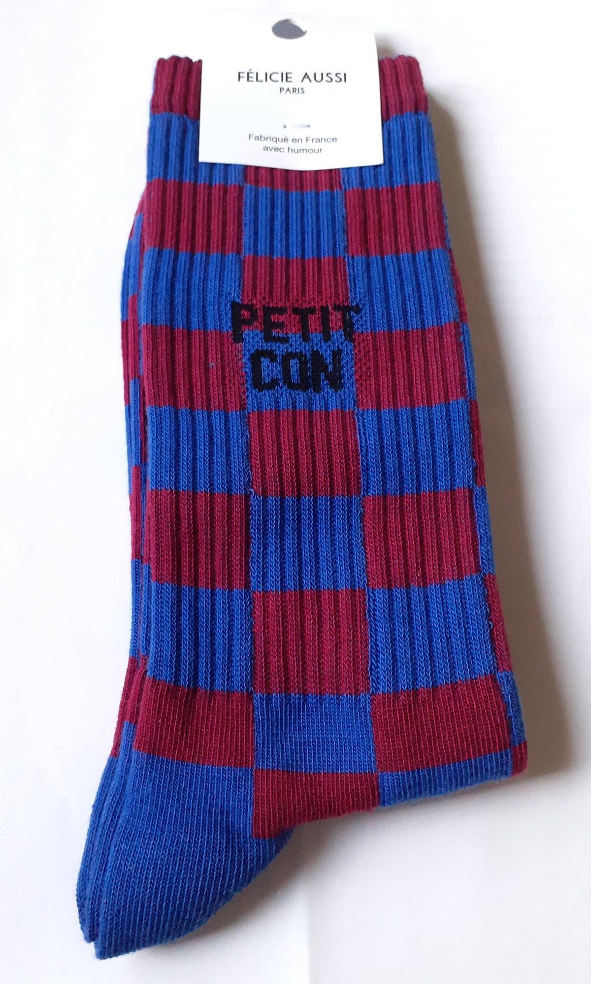 Félicie Aussi - Chaussettes - PETIT CON - damier prune & bleu 40/45
