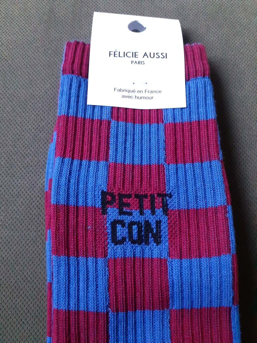 Félicie Aussi - Chaussettes - PETIT CON - damier prune & bleu 40/45