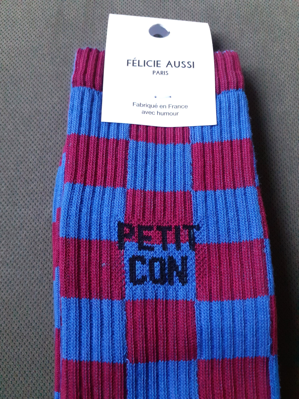 Félicie Aussi - Chaussettes - PETIT CON - damier prune & bleu 40/45