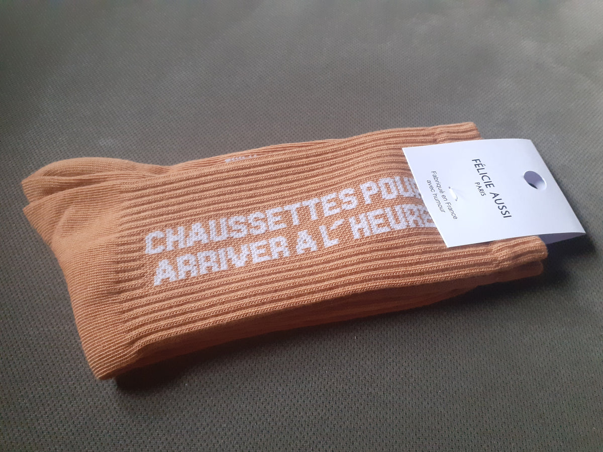 Félicie Aussi -Chaussettes - POUR ARRIVER A L'HEURE - caramel 36/40