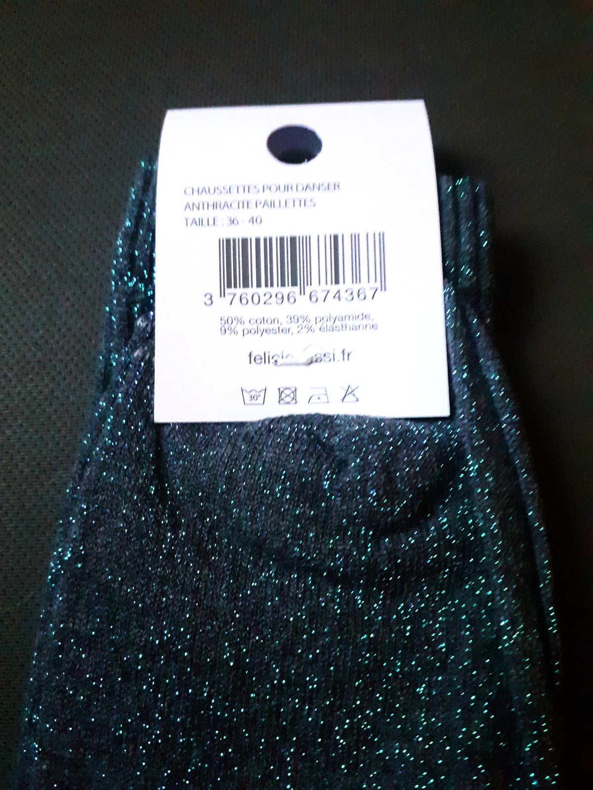 Félicie Aussi - Chaussettes à paillettes - POUR DANSER - anthracite 36/40