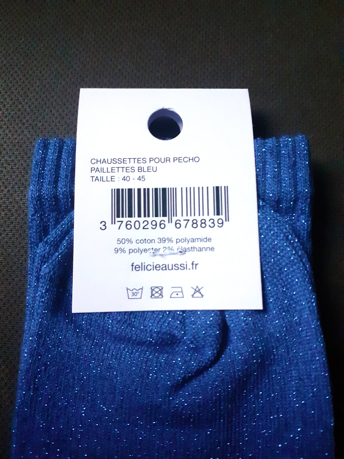 Félicie Aussi chaussettes à paillettes Pour Pecho 40/45 bleu