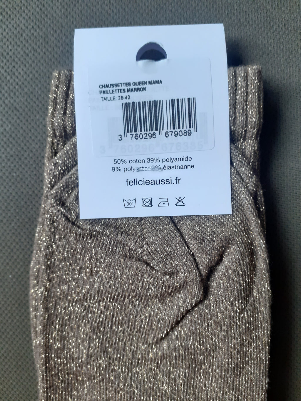 Félicie Aussi - Chaussettes à paillettes - QUEEN MAMA - marron 36/40