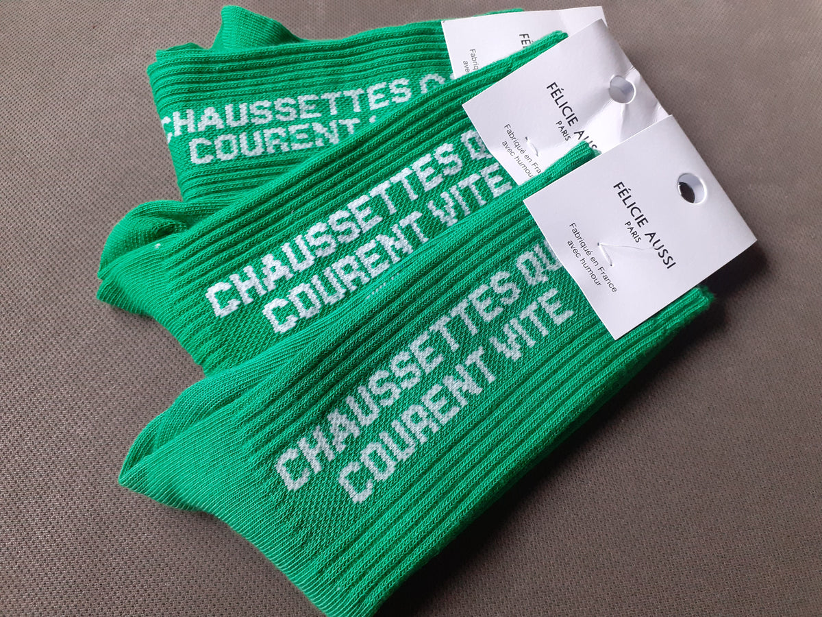 Félicie Aussi - Chaussettes Enfant à paillettes - Qui Courent Vite - vert (3 tailles)