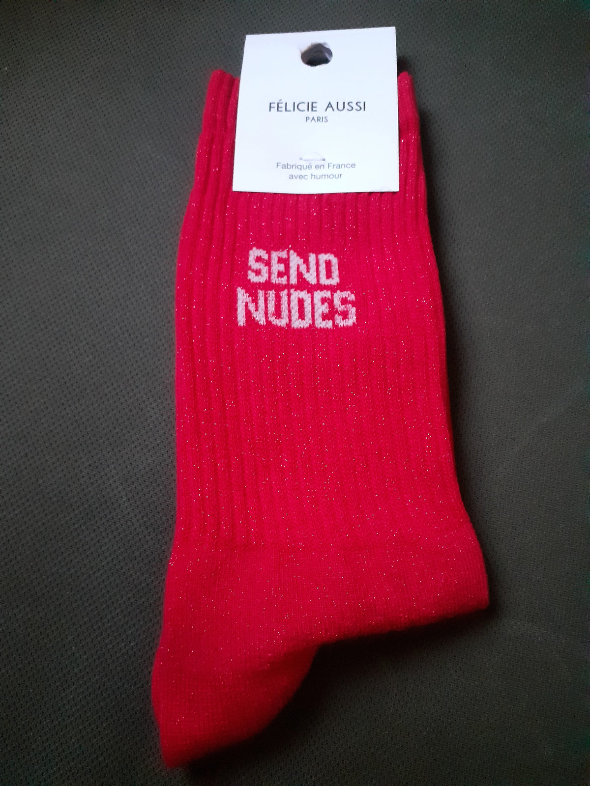 Félicie Aussi - Chaussettes à paillettes - SEND NUDES - rouge 36/40
