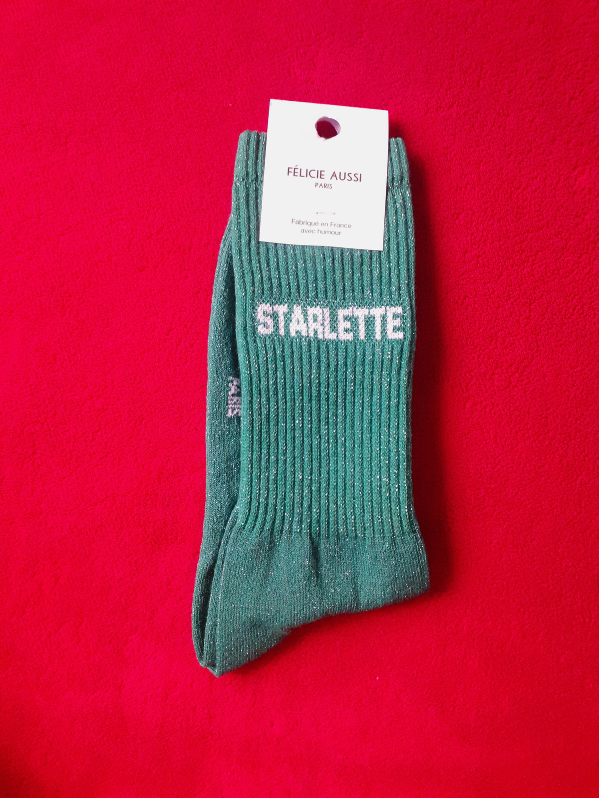 Félicie Aussi - Chaussettes à paillettes - STARLETTE - vert foncé 36/40
