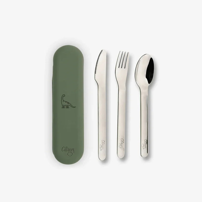 Citron - Couverts inox (étui silicone) - Dino