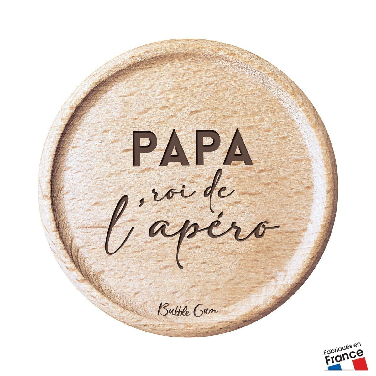 Dessous de verre en bois - Papa Roi de l'Apéro (Set de 4)