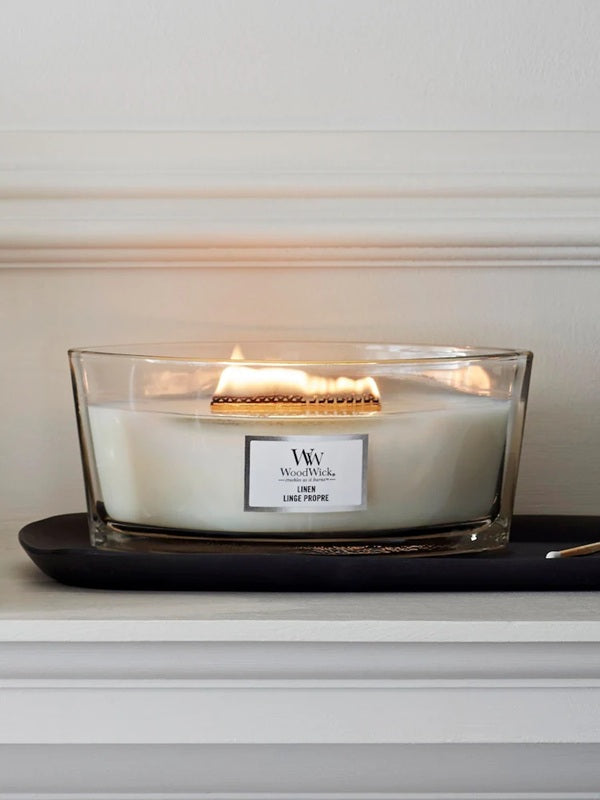Woodwick Ellipse Linen (Linge Propre) 453gr