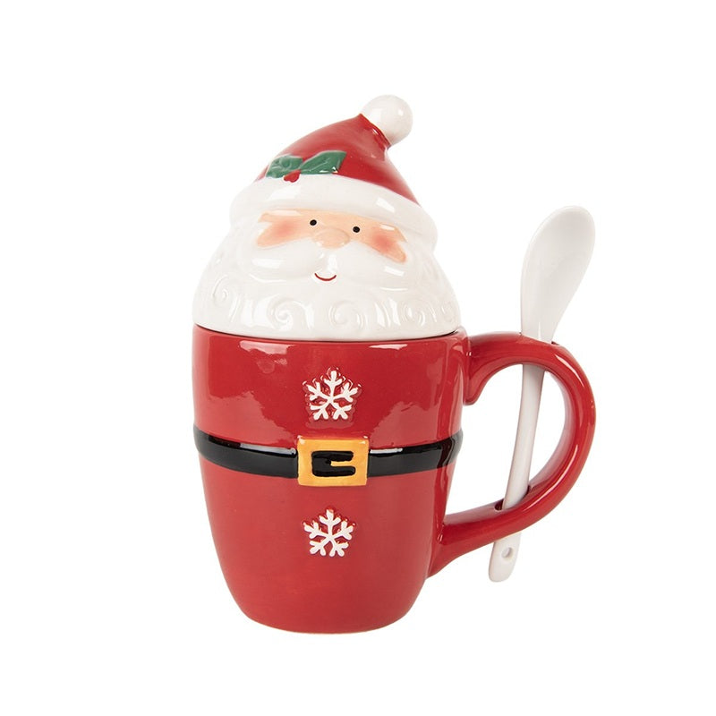 Clayre & Eef - Mug 300ml - Père Noël (couvercle+cuillère)
