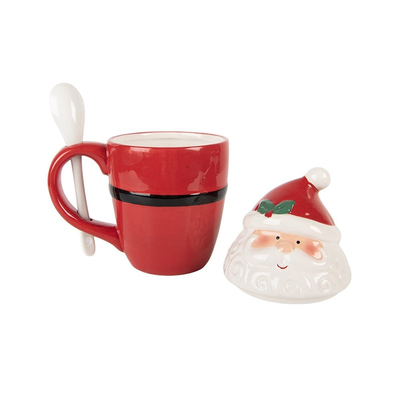 Clayre & Eef - Mug 300ml - Père Noël (couvercle+cuillère)