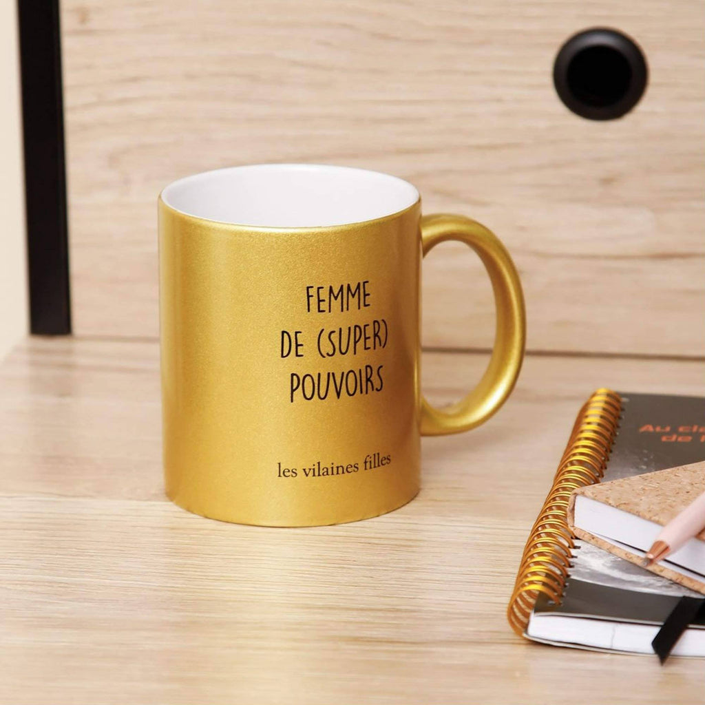 Les Vilaines Filles - Mug pailleté doré - Femme de Super Pouvoirs