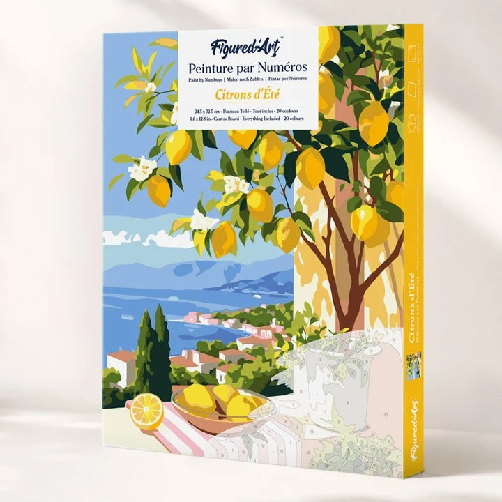 Peinture par numéros - Coffret Panneau toilé 24,5x32,5cm - Citrons d'été