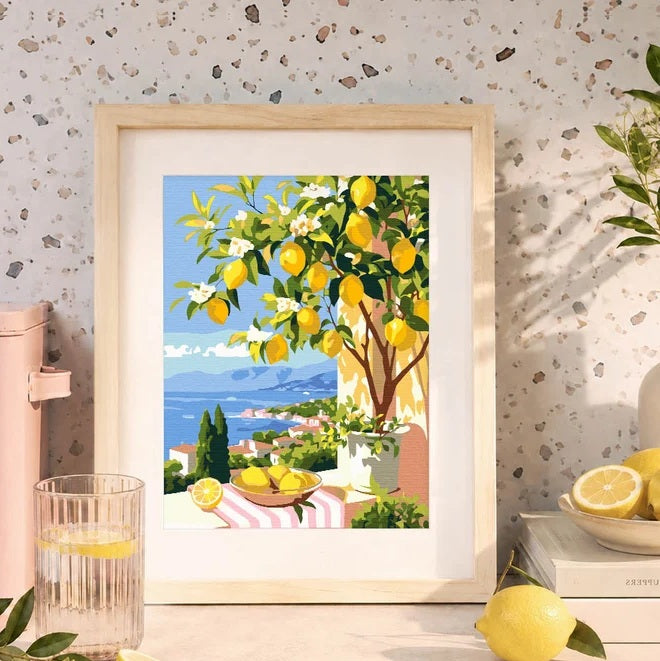 Peinture par numéros - Coffret Panneau toilé 24,5x32,5cm - Citrons d'été