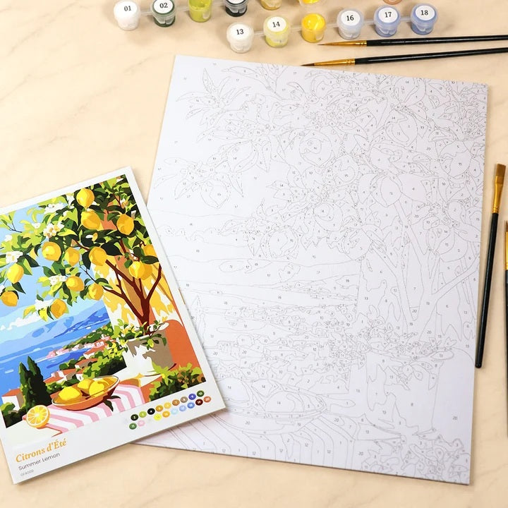 Peinture par numéros - Coffret Panneau toilé 24,5x32,5cm - Citrons d'été
