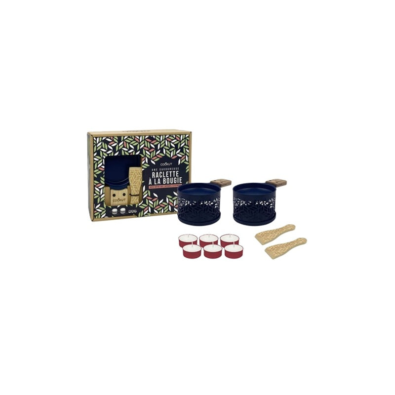 Cookut - Raclette à la bougie - Coffret Feuillage - bleu