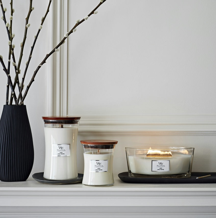 Woodwick Medium Linen (Linge Propre) 275gr